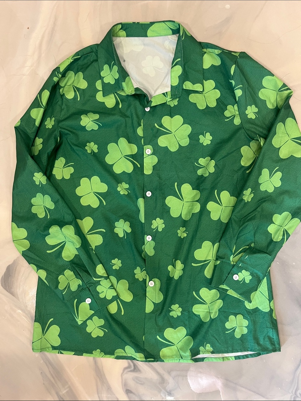 Source Unknown Green Shamrock Print Button-Up Shirt